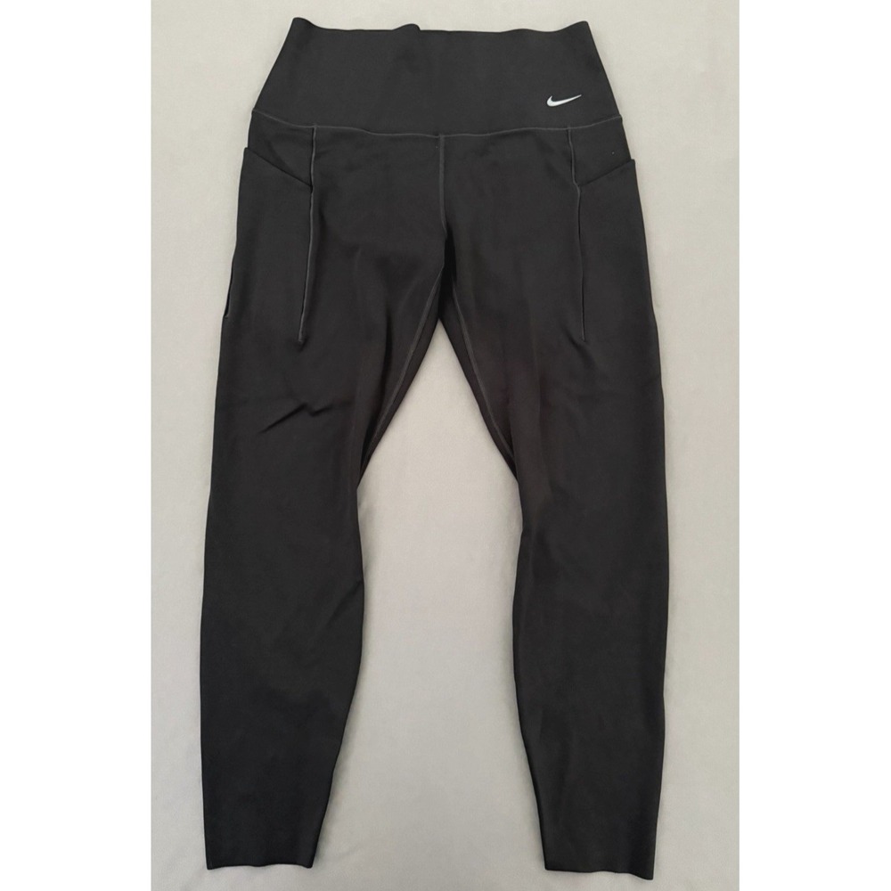 Nike Dri Fit Universa Leggings Womens Large Black Nylon Stretch Skinny Leg Yoga